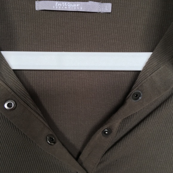 Olive Colored Long Sleeved Collared T-Shirt - Picture 4 of 7